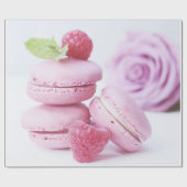 Pink Raspberry Macarons French Pastry Foto Cadeaupapier (Vlak)