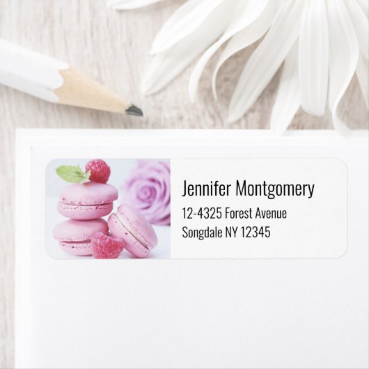 Pink Raspberry Macarons French Pastry Foto Etiket (Insitu)