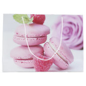 Pink Raspberry Macarons French Pastry Foto Groot Cadeauzakje (Achterkant)