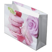 Pink Raspberry Macarons French Pastry Foto Groot Cadeauzakje (Voorkant Gekanteld)
