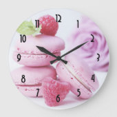 Pink Raspberry Macarons French Pastry Foto Grote Klok (Voorkant)