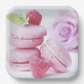Pink Raspberry Macarons French Pastry Foto Papieren Bordje (Voorkant)