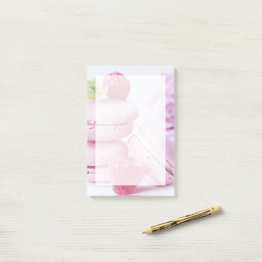 Pink Raspberry Macarons French Pastry Foto Post-it® Notes (Op bureau)