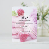 Pink Raspberry Macarons French Pastry Foto RSVP Kaartje (Staand voorkant)