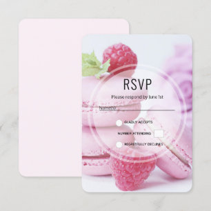 Pink Raspberry Macarons French Pastry Foto RSVP Kaartje