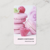 Pink Raspberry Macarons French Pastry Visitekaartje (Voorkant)