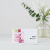 Pink Raspberry Macarons French Pastry Visitekaartje (Staand voorkant)