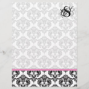 Pink Raspberry Monogram Damask