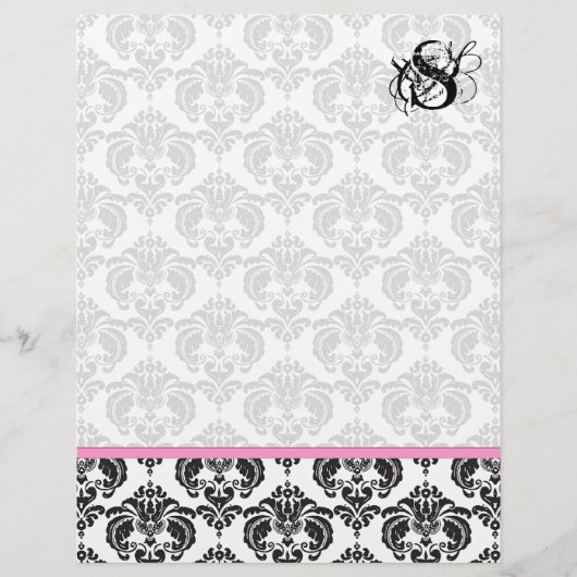 Pink Raspberry Monogram Damask (Voorkant)