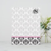 Pink Raspberry Monogram Damask (Staand voorkant)