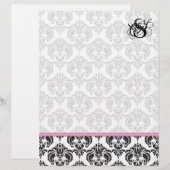 Pink Raspberry Monogram Damask (Voorkant / Achterkant)
