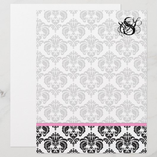 Pink Raspberry Monogram Damask (Voorkant / Achterkant)