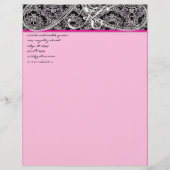 Pink Raspberry Monogram Letterhead Black Paisley Persoonlijk Briefhoofd (Voorkant)