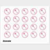 Pink Rattle | Baby shower Favor Sticker (Vel)