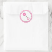Pink Rattle | Baby shower Favor Sticker (Tas)