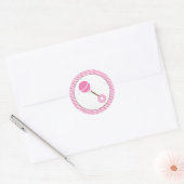Pink Rattle | Baby shower Favor Sticker (Envelop)
