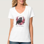 Pink Raven Roses T-shirt (Voorkant)