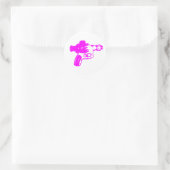 Pink Raygun Ronde Sticker (Tas)