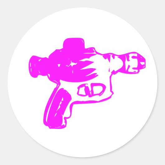 Pink Raygun Ronde Sticker (Voorkant)