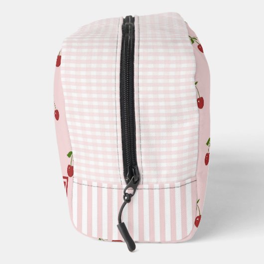 Pink Re Cherry Gingham Pattern Simple Fruit Toilettasje (Rechts)