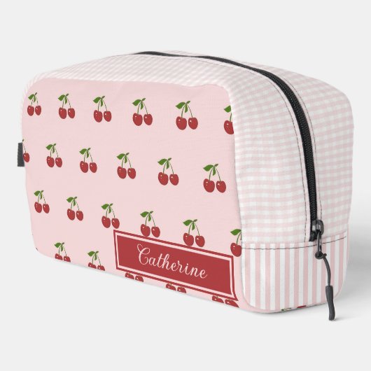 Pink Re Cherry Gingham Pattern Simple Fruit Toilettasje (Rechterhoek)