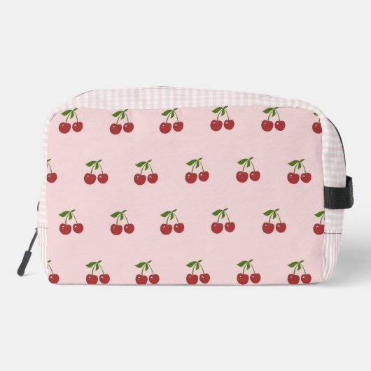 Pink Re Cherry Gingham Pattern Simple Fruit Toilettasje (Achterkant)