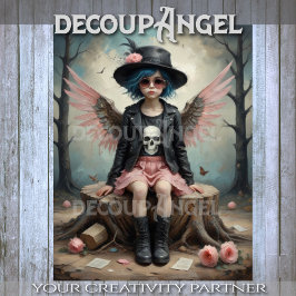 Pink Rebel Angel Decoupage Tissuepapier