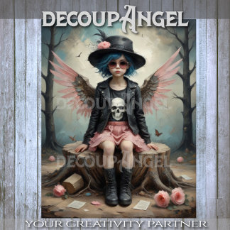 Pink Rebel Angel Decoupage Tissuepapier
