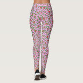 Pink, red, and green holly Christmas Patterned Leggings (Achterkant)