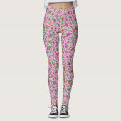Pink, red, and green holly Christmas Patterned Leggings (Voorkant)
