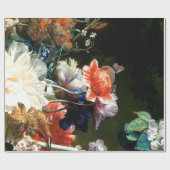 PINK RED ANEMONES WHITE FLOWERS, BUTTERFLES IN BLA CADEAUPAPIER (Vlak)