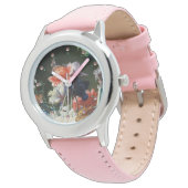 PINK RED ANEMONES WHITE FLOWERS, BUTTERFLES IN BLA HORLOGE (Gekanteld)