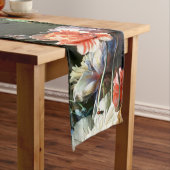 PINK RED ANEMONES WHITE FLOWERS, BUTTERFLES IN BLA KORTE TAFELLOPER (Voorbeeld)