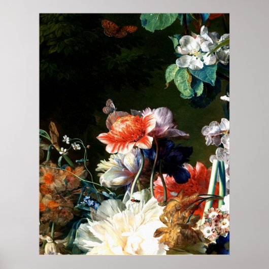 PINK RED ANEMONES WHITE FLOWERS, BUTTERFLES IN BLA POSTER (Voorkant)