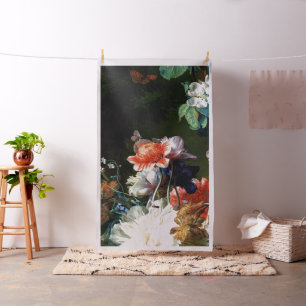 PINK RED ANEMONES WHITE FLOWERS, BUTTERFLES IN BLA STOF