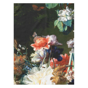 PINK RED ANEMONES WHITE FLOWERS, BUTTERFLES IN BLA TAFELKLEED