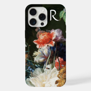 PINK RED ANEMONES WHITE FLOWERS, BUTTERFLY MONOGRA iPhone 15 PRO MAX HOESJE