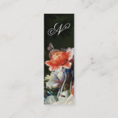 PINK RED ANEMONES WHITE FLOWERS, BUTTERFLY MONOGRA MINI VISITEKAARTJE (Achterkant)