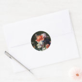 PINK RED ANEMONES WHITE FLOWERS, BUTTERFLY MONOGRA RONDE STICKER (Envelop)