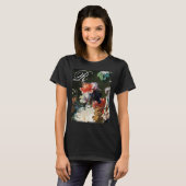 PINK RED ANEMONES WHITE FLOWERS, BUTTERFLY MONOGRA T-SHIRT (Voorkant volledig)