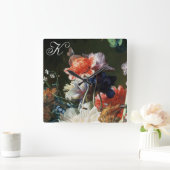 PINK RED ANEMONES WHITE FLOWERS, BUTTERFLY MONOGRA VIERKANTE KLOK (Huis)