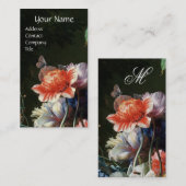 PINK RED ANEMONES WHITE FLOWERS, BUTTERFLY MONOGRA VISITEKAARTJE (Voorkant / Achterkant)