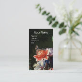 PINK RED ANEMONES WHITE FLOWERS, BUTTERFLY MONOGRA VISITEKAARTJE (Staand voorkant)