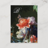 PINK RED ANEMONES WHITE FLOWERS, BUTTERFLY MONOGRA VISITEKAARTJE (Achterkant)