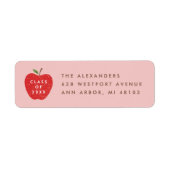Pink Red Apple Preschool Graduation Address Label (Voorkant)