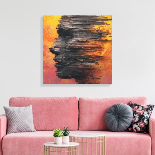 Pink Red Blue Floral Abstract Expressionism Painti Canvas Afdruk (Insitu (Woonkamer))