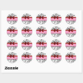 Pink Red Bow Black Dalmatian Spots Birthday Party Ronde Sticker (Vel)