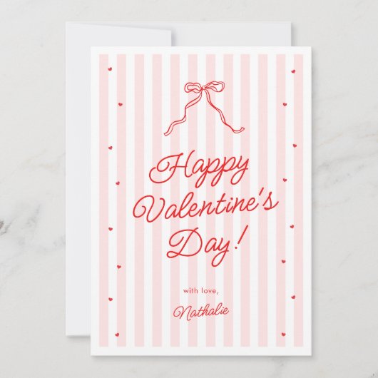 Pink Red Bow Galentine's Valentine's Day Card Feestdagenkaart (Voorkant)