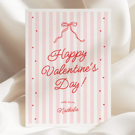 Pink Red Bow Galentine's Valentine's Day Card Feestdagenkaart