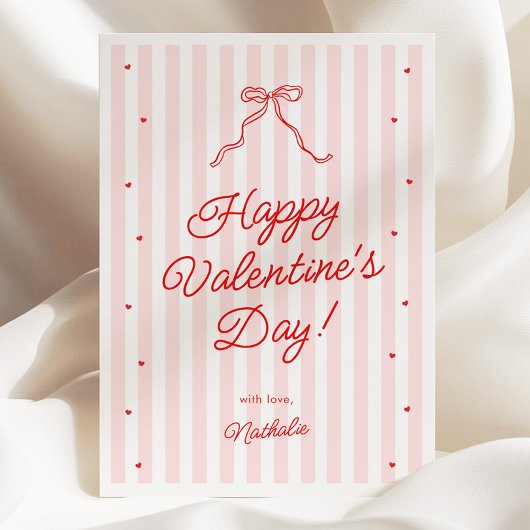 Pink Red Bow Galentine's Valentine's Day Card Feestdagenkaart